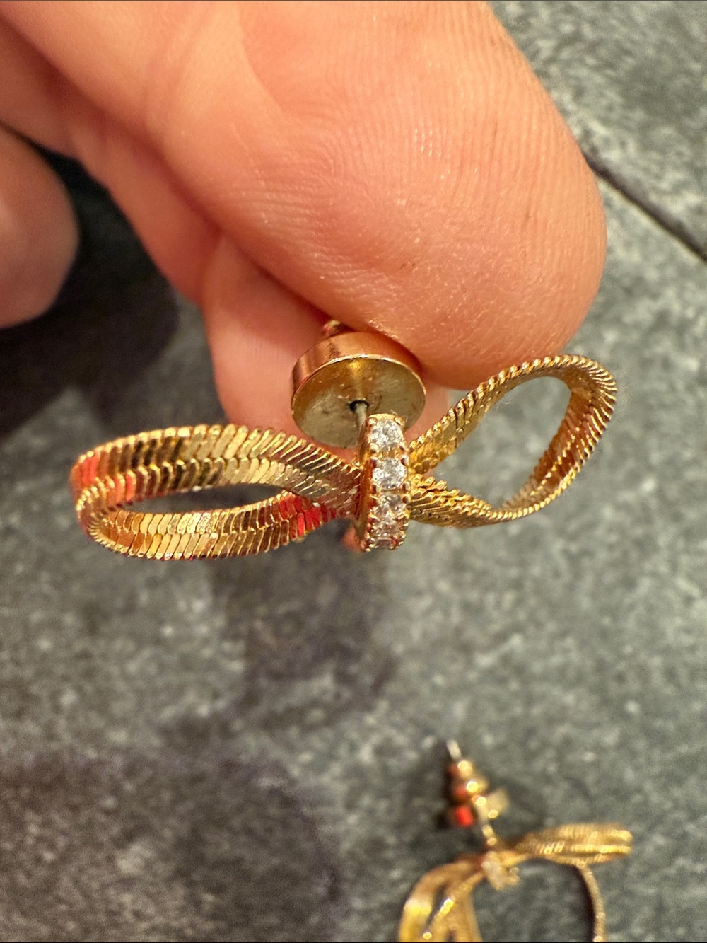 Gold Bow Drop Earrings - Picture 7 of 10